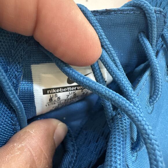 Nike‎ Roshe Run Shoe 669985-400 Marble Military Blue Orange White Men Size 8.5 - Picture 8 of 12